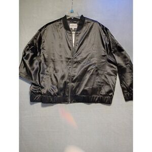 Edited by Remi Bader Womens Plus 3X Black Satin Bomber Jacket ERW5006 NWT
